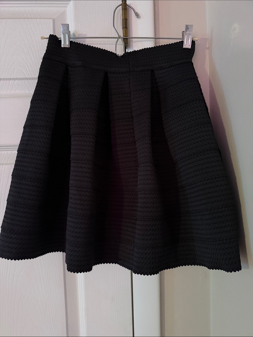 Express Black Textured A-Line Skirt